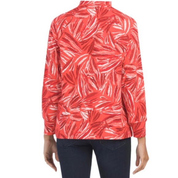 Pappagallo Half Zip Funnel Neck Long Sleeve Top (NWT) (Size: Medium) - Picture 2 of 7